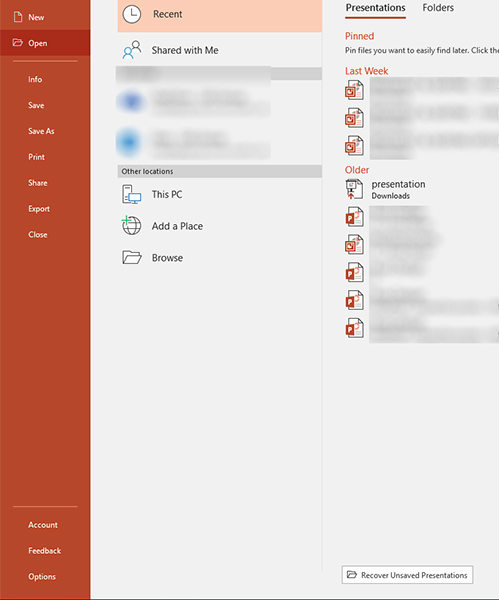 Recover Unsaved Files In Powerpoint Pptm