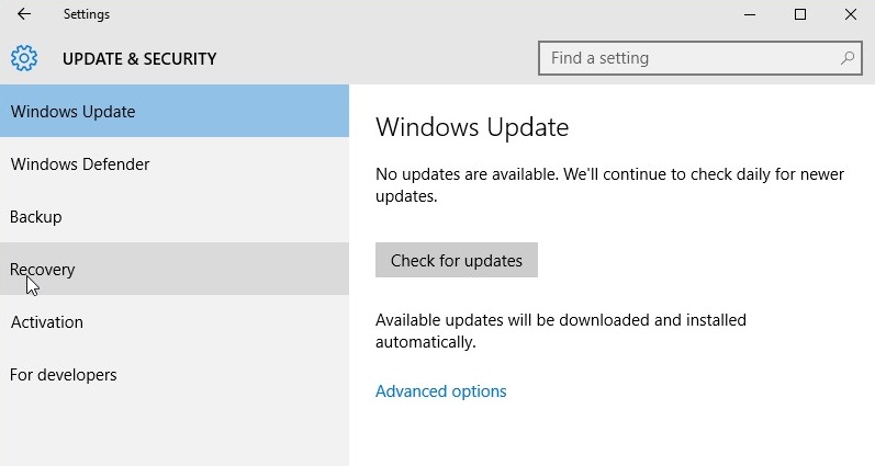 recovery windows 10