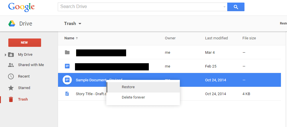 google drive recover deleted files