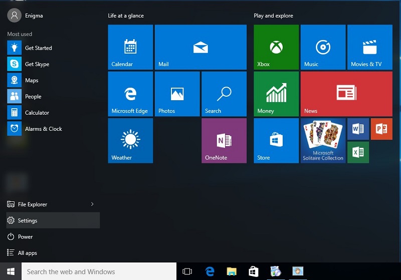 start windows 10