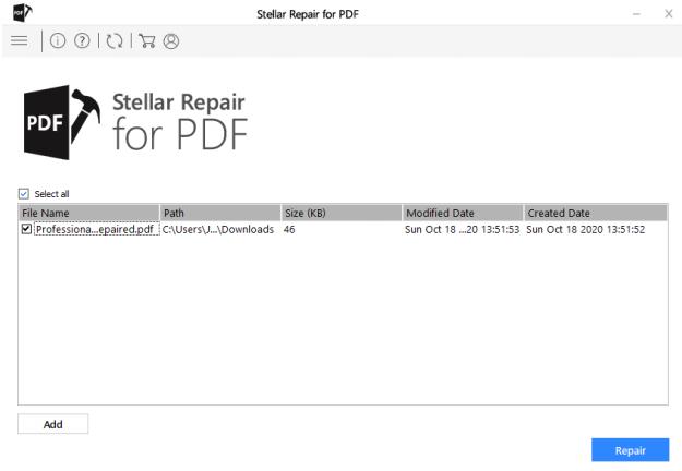 start repairing corrupted pdf files
