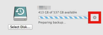 stop the time machine backup attempt