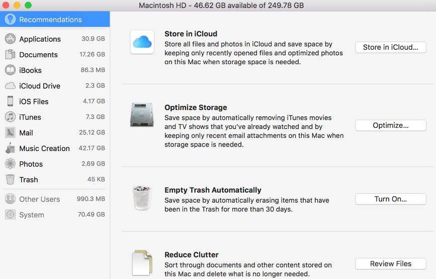 how to clear other storage on macbook air