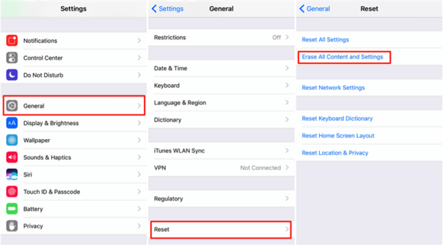 Erase All Content and Settings on iPhone