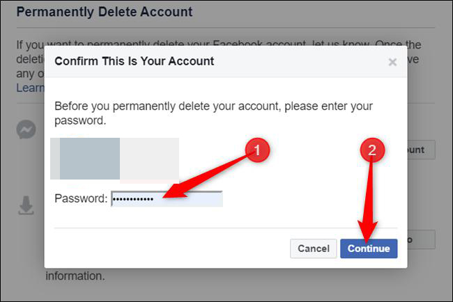 password and continue