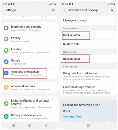 back up data on samsung s20