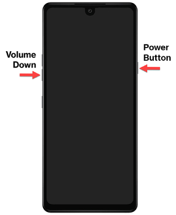 Hold volume and power button to factory reset your device