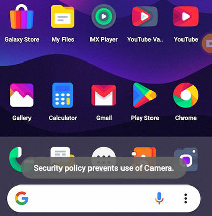 security policy restricts use of camera