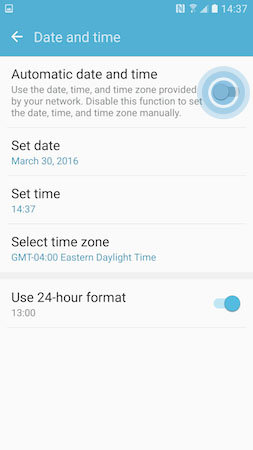 setting samsung time and date