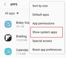 show system apps