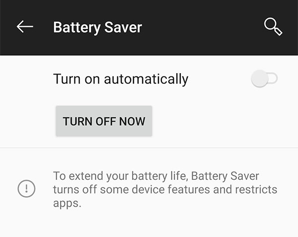 turn off battery saver
