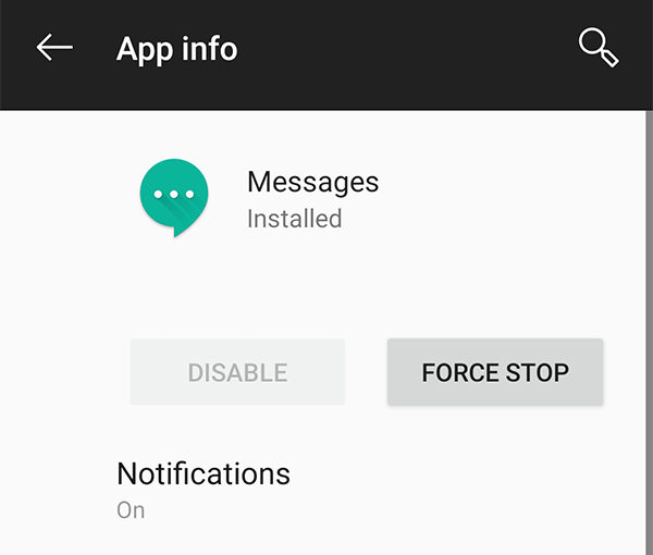 android messages keeps stopping