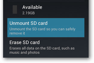 unmount sd card