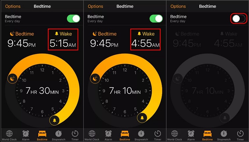 check bedtime feature