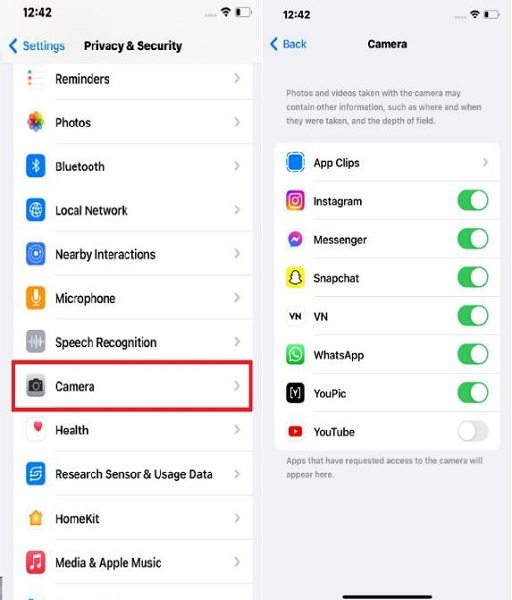 iphone kamera çalışmıyor - iPhone kamera izin ayarları