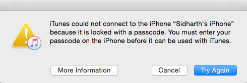 iphone is locked with password and cannot connect with itunes