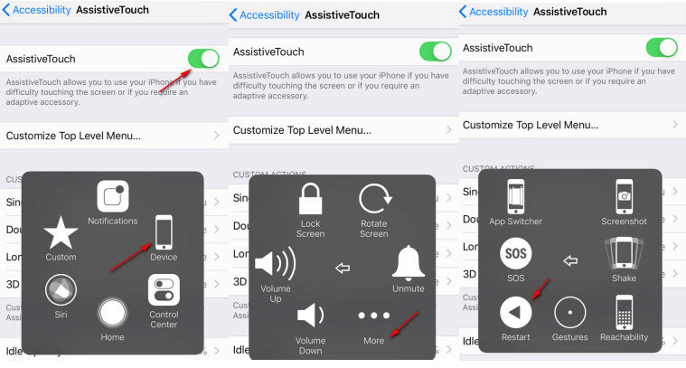 riavviare iPhone senza pulsanti-assistive touch