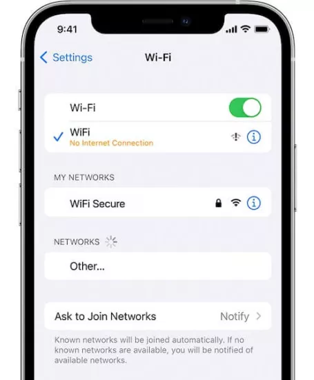 iphone check internet connection
