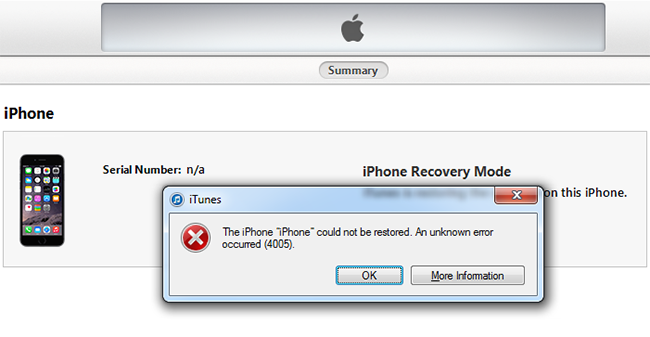 itunes 4005 error