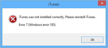 itunes windows 7 64 bit install error