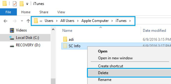 remove windows sc info folder