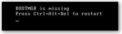 bootmgr is missing windows 7