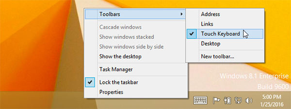 on screen keyboard in windows 8