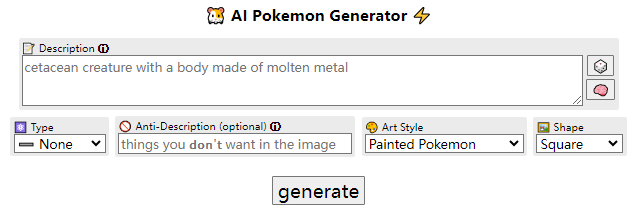 Perchance AI Pokémon Generator