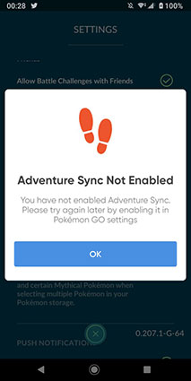 turning on adventure sync on android