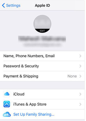 access the icloud settings