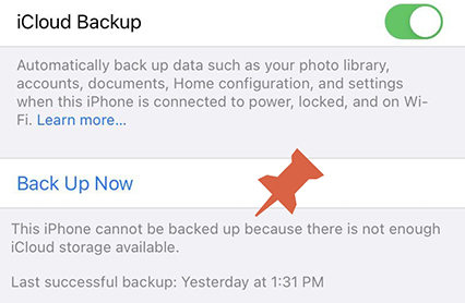 how to backup iphone to icloud when storage full