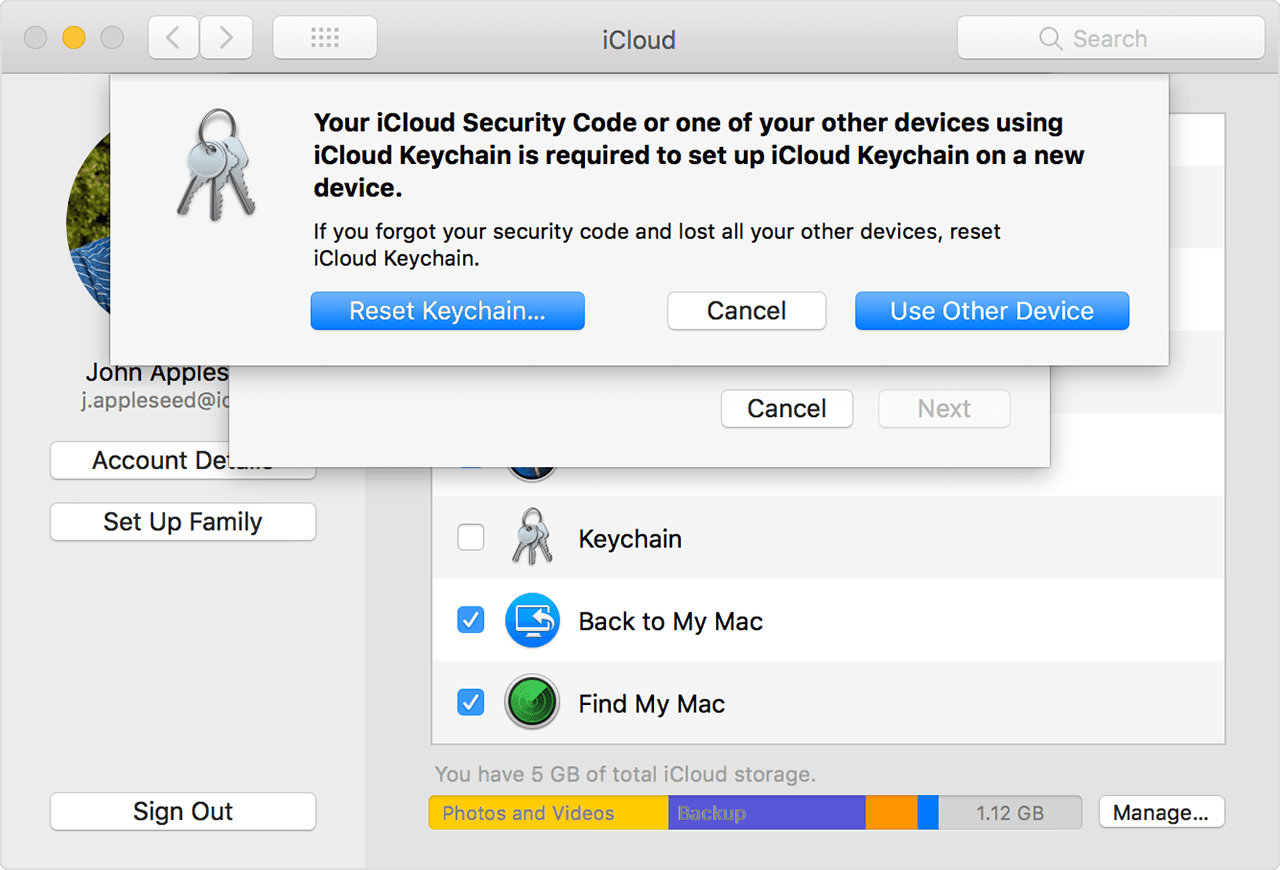 apple id keychain password