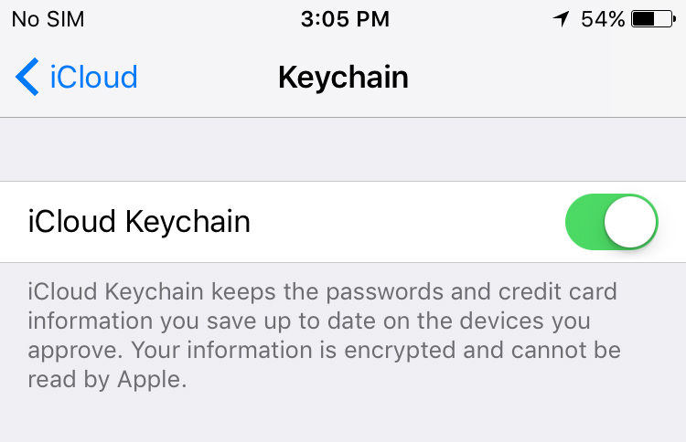 enable icloud keychain