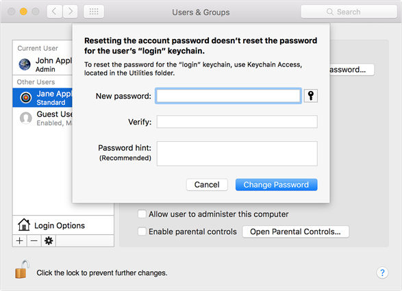 إعادة تعيين كلمة مرور معرف Apple على mac