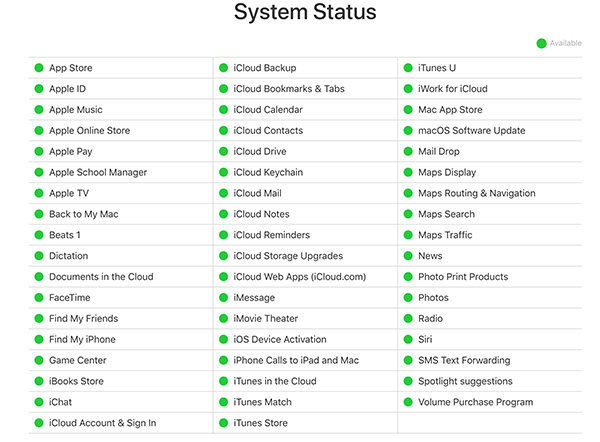 apple server status