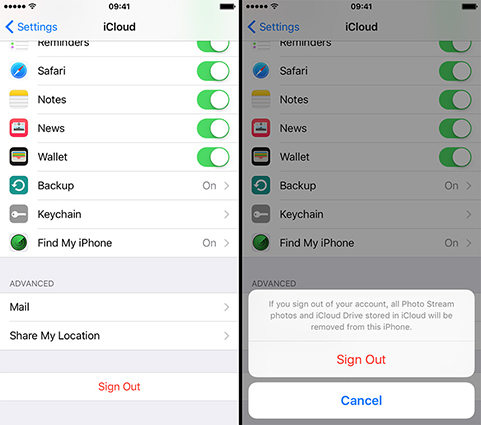 how to log off mail on iphone