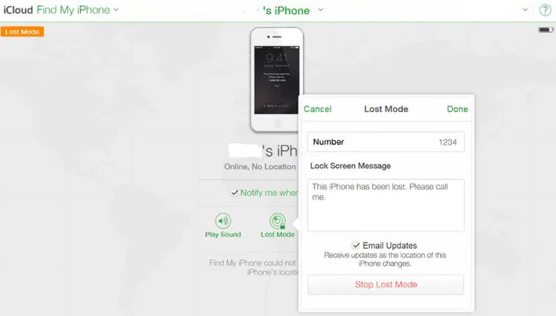 lost mode on iPhone