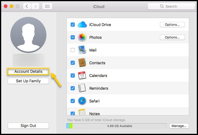account details on mac