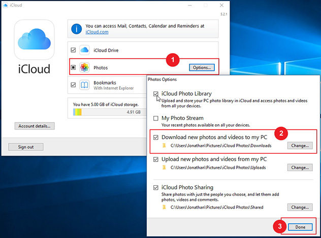download photos from icloud to windows pc