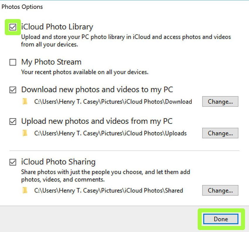 access my icloud photos on pc