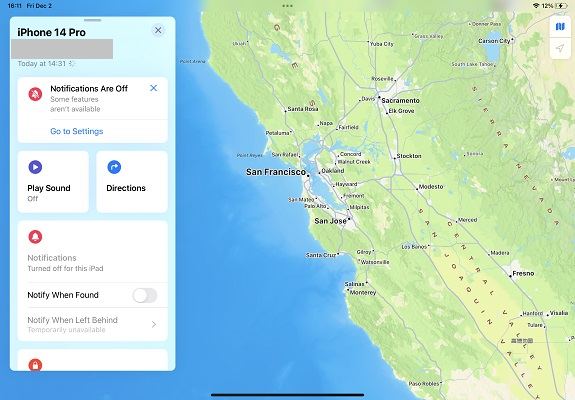 how to locate iphone from ipad