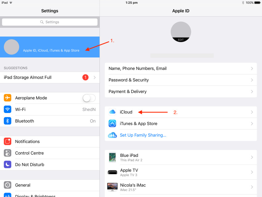 iCloud backup on iPad