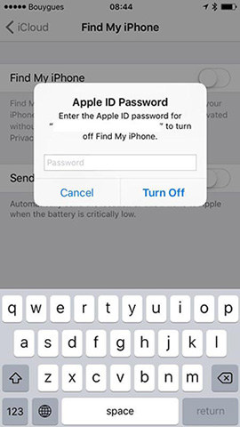 turn off find my iphone