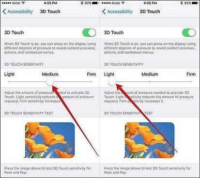 3d touch sensitivity