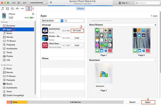 install app using itunes