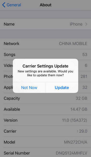 update iphone carrier