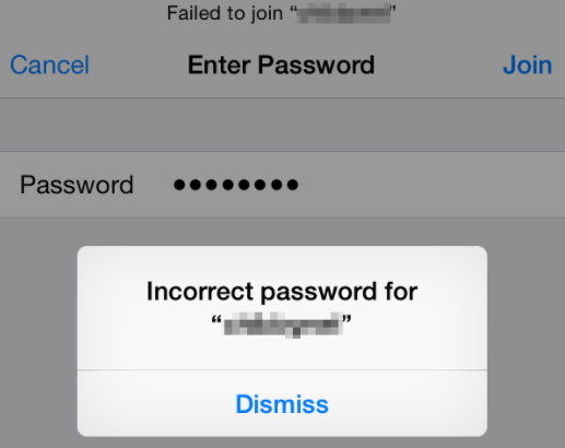 ios 11 wifi incorrect password