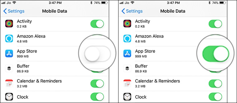 enable cellular data on iphone