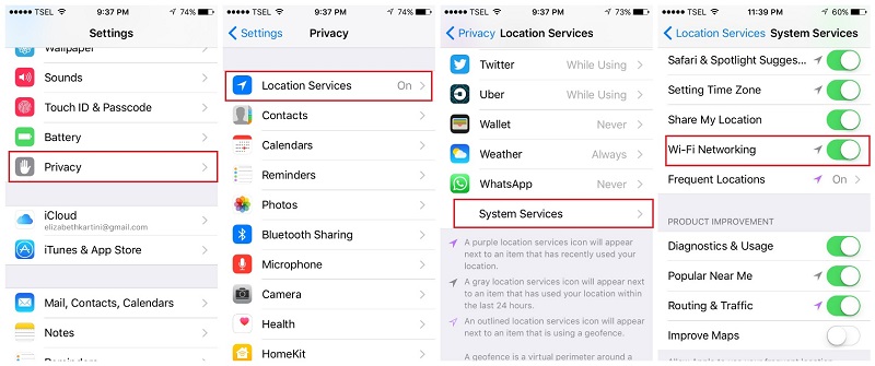 desactivar servicios de red Wi-Fi