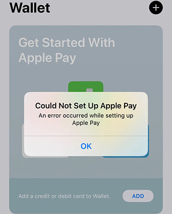 تعذر إضافة البطاقة apple pay